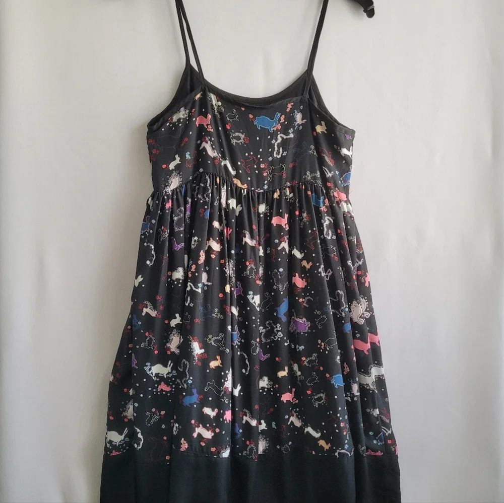 Erin Fetherston Target Slip Babydoll Dress Juniors 9 Black Novelty Flare Rabbit - Picture 13 of 13